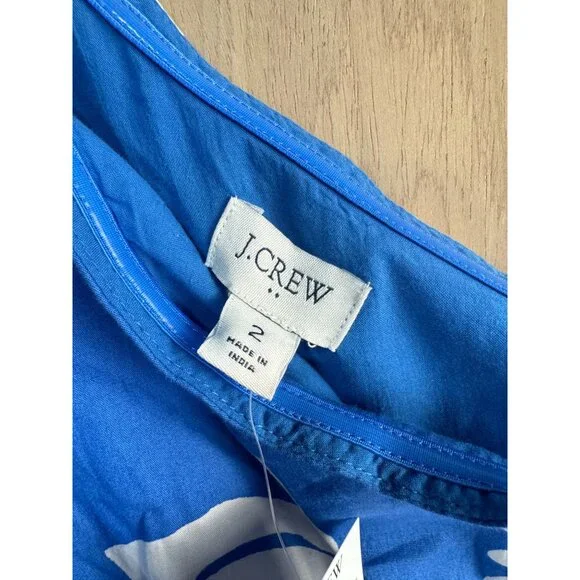 J.Crew Blue & White Floral One-Shoulder Dress Size 2 - Picture 13 of 15